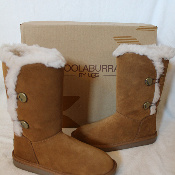 UGG KOOLABURRA SUEDE FUR TALL BOOTS CHESTNUT - Picture 2 of 8